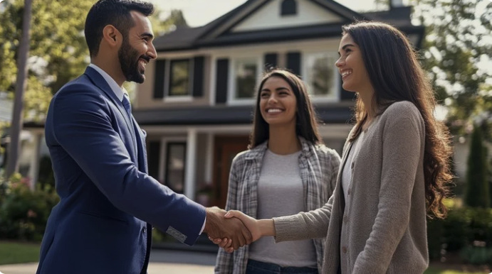 Real estate agent handshake